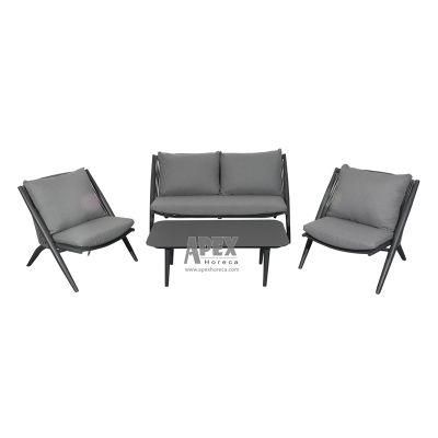Hotel Garden Furniture Aluminum Frame Weather Resistant Outdoor Sofa Set