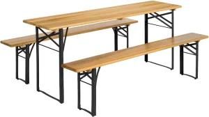 3-Piece Portable Folding Picnic Table Set W/ Wooden Tabletop