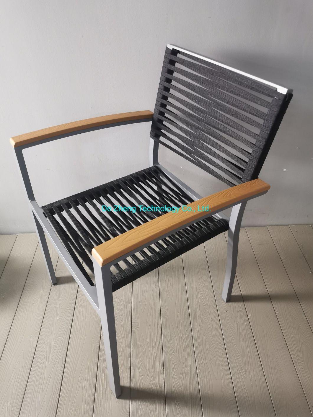 Outdoor Furniture Aluminum Frame Plastic Rattan Stackable Dining Chair for Cafe Use