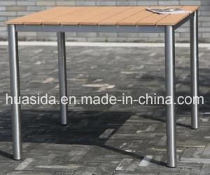 Stainless Steel Round Tube Square Teak Wood Table