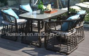 Patio Hotel Used PE Wicker Dining Table Set