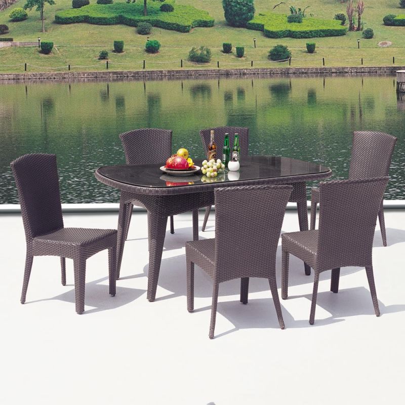 Outdoor Rattan Furniture Garden Coffee Table Combination Sofa Set with Pattern Cushions