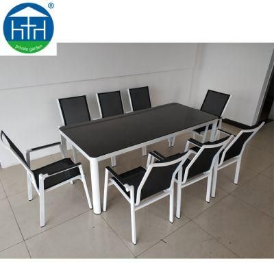 Family Garden Furniture Dining Set New Modern Outdoor Rattan Chairs and Table Wood Table Ding Set
