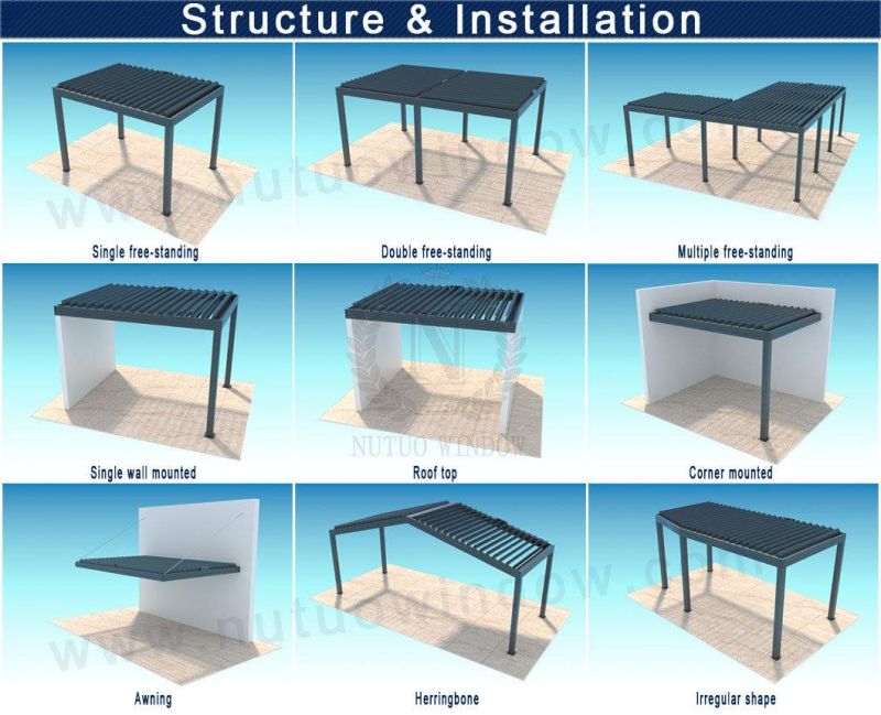 Rotatable Louver Roof Electric Aluminum Pergola Garden Gazebo