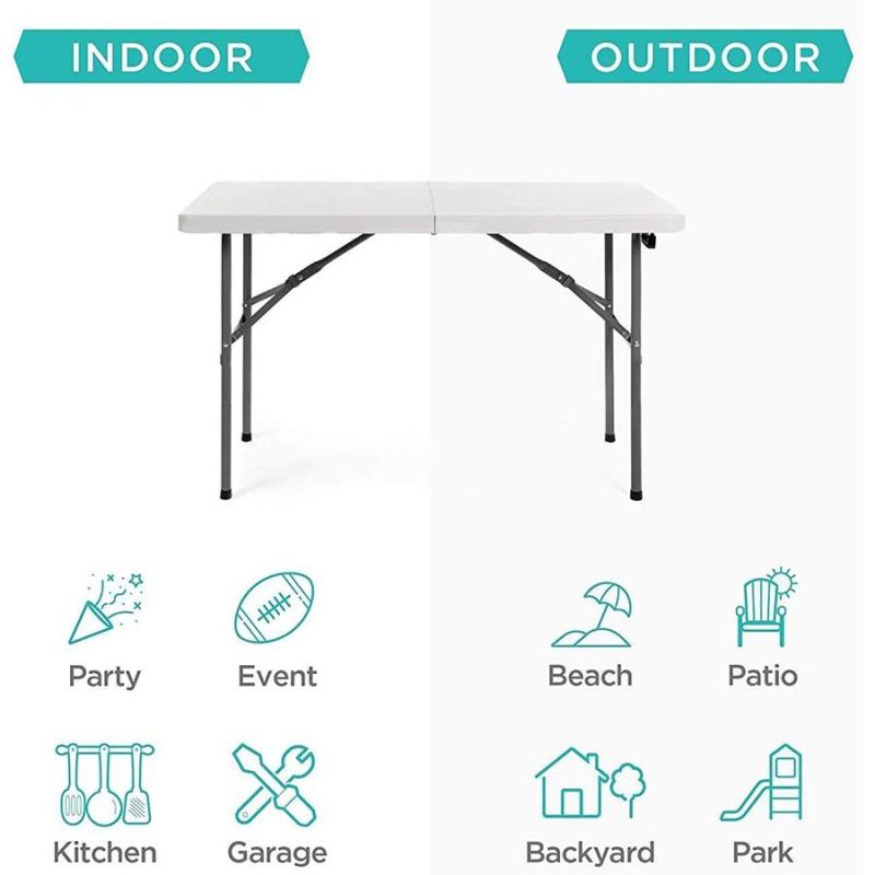 4FT HDPE Outdoor Portable Folding Plastic Dining Table for Picnic
