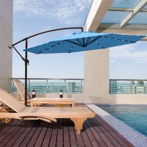 11.5 FT Factory LED Solar Umbrella Market Big Size Sunshade Customized Patio Garden Umbrella Outdoor Parasol