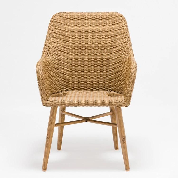 Look as Bamboo Garden Rattan French Metal Cafe Chair with Aluminum Frame