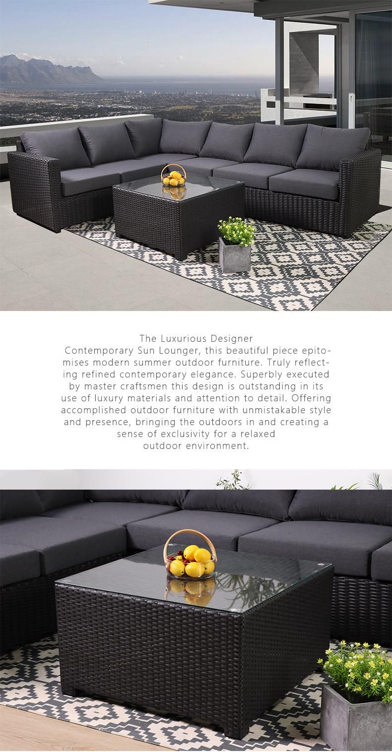 Luxury Outdoor Garden Pation Courtyard PE Rattan Sofa Set with Cushion Villa Furniture