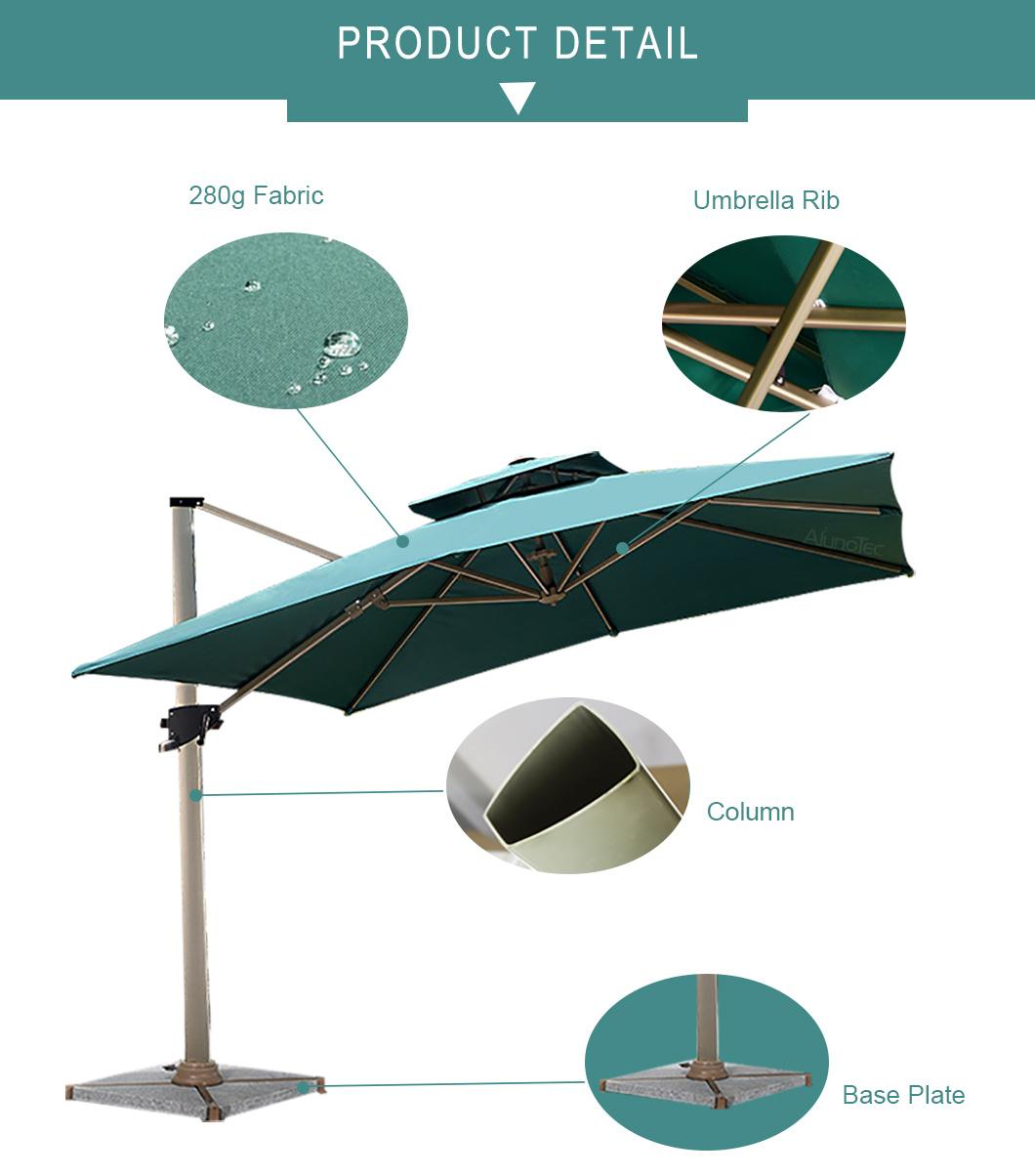 Outdoor Roman Umbrella Patio Cantilever Canopy Cover with Base