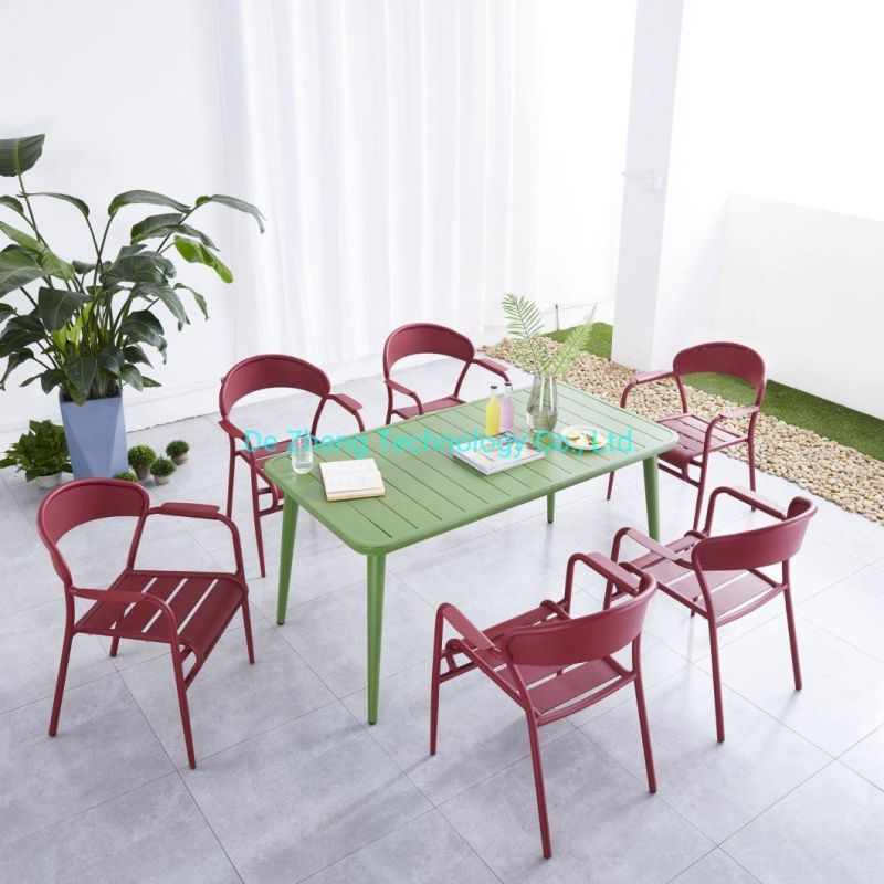 2021 New Modern Side Table Metal Outdoor Furniture Rectangle Coffee Table Factory Sales Aluminum Side Table