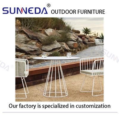 Comfortable Metal Crafted Studio Dining Manor Armchair Outdoor Table Set
