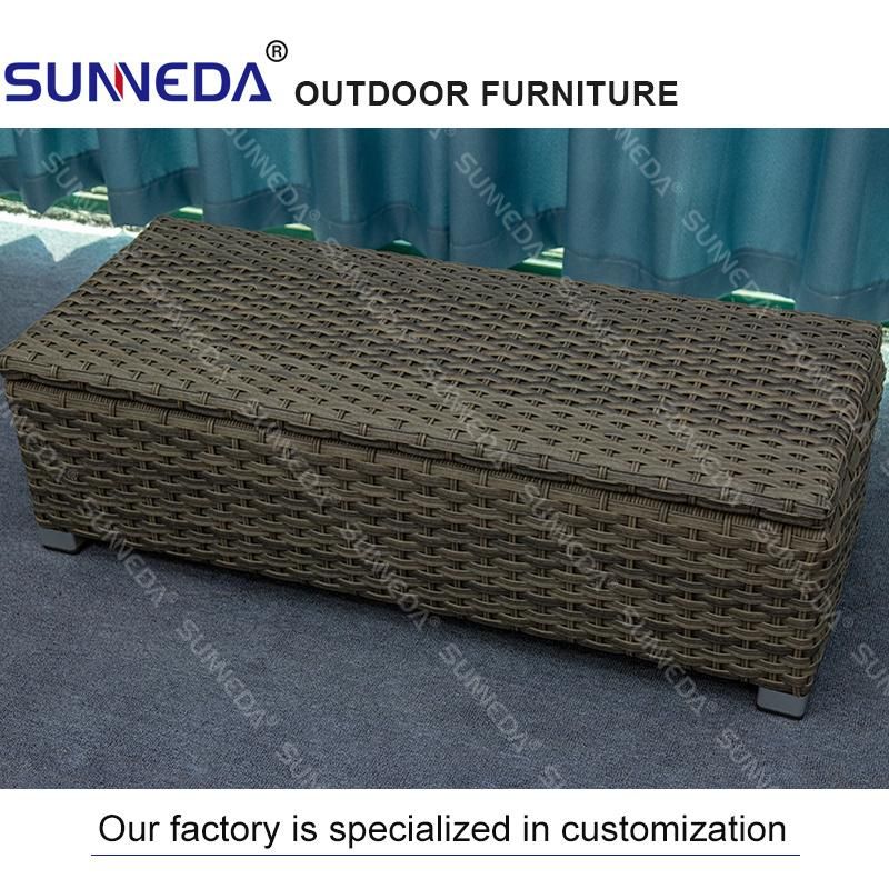 Modern Rattan Outdoor Corner Sofa Tea Table Set Combination for Pool Garden Hotel Cafe Bar Multi-Seat Sofa with Cushion