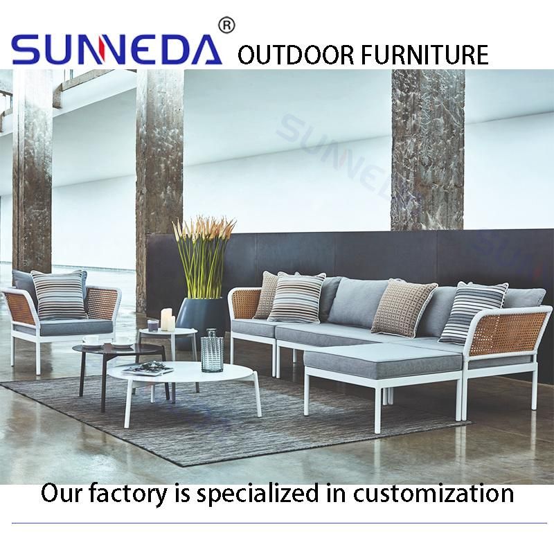 Upholstered Morden Outdoor Garden Furniture Creativity Woven Sofa Set with Thick Cousion