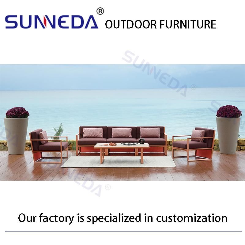 Luxury Villa Furniture Upholstered Aluminium Frame Corner Sofa with Single Seat