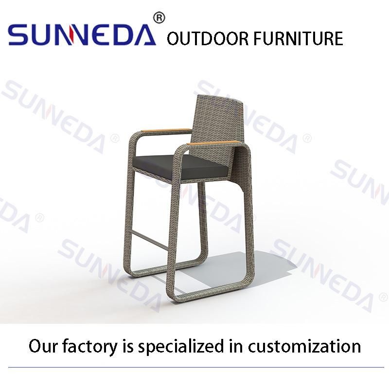 Water-Proof Wicker Metal Bistro Bar Tall Chair