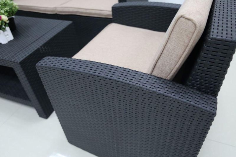 5 Seat Lenon Color Resin Rattan Injection Sofa