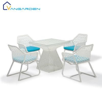 5PCS Fashionable White Outdoor Poly Rattan Furniture for Garden