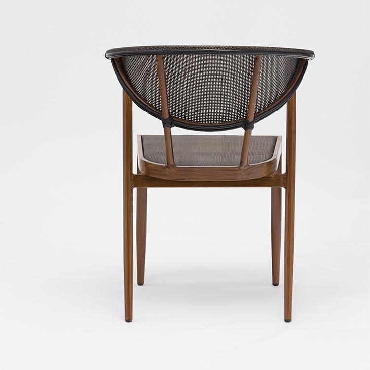 Cafe European Modern Fabric Dining Chairs Metal Leg with Arms