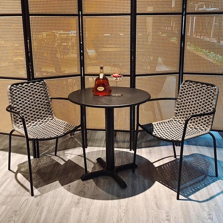 Waterproof Drak Brown Rope Dining Chair for Restaurnt Outdoor Use