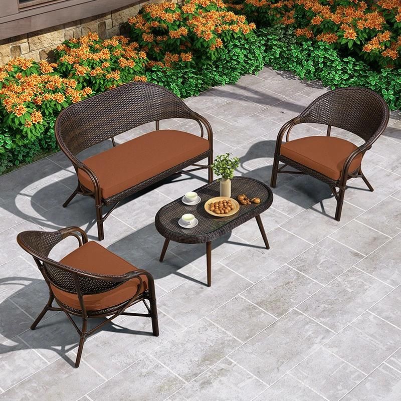 Aluminum Frame Woven Rope Round Sofa Set High Quality New Arrival Leisure Special Aluminun Garden Patio Sofa Set Rattan Outdoor Furniture