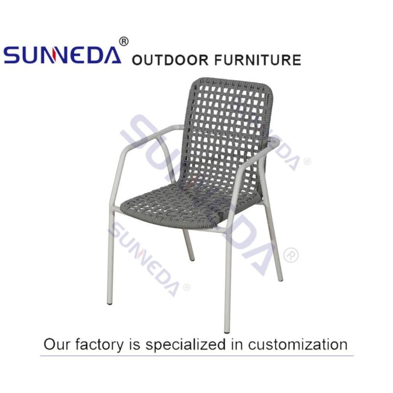 Luxury Modern Furniture Design Garden Table and Chair Set Aluminum Outdoor Chair Strong Rope