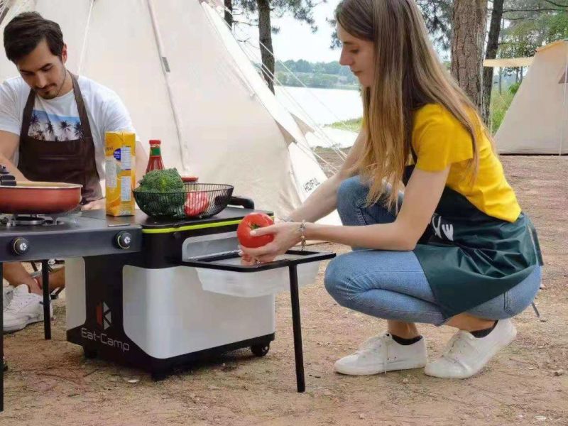 Outdoor Multi-Functional Camping Portable BBQ Grill Folding Dining Table