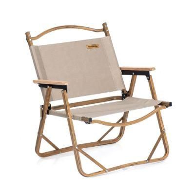 Outdoor Furniture Wood Grain Aluminum Portable Folding Camping Chair