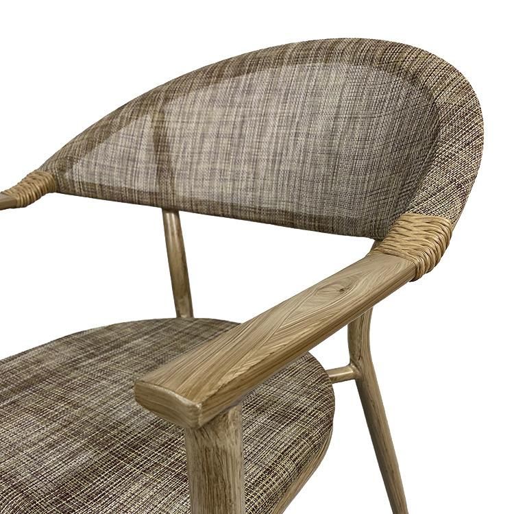 Leisure Outdoor Mesh Upholstery Lumber Support Bamboo Color Cafe Bistro Garden Furniture