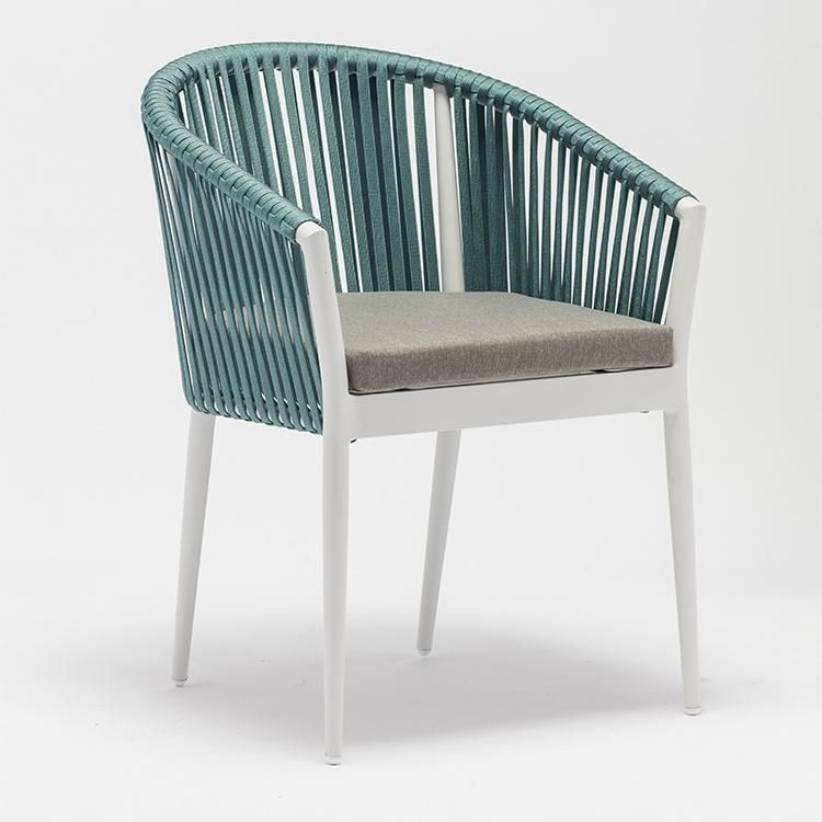 Portable Function Lightweight Aluminum Rope Chairs with Arms and Cushion