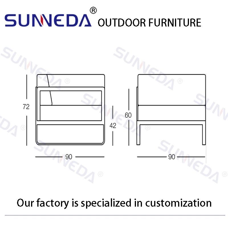 Commercial Hot Sell All Aluminum Frame Sprayed with Outdoor Powder Couch
