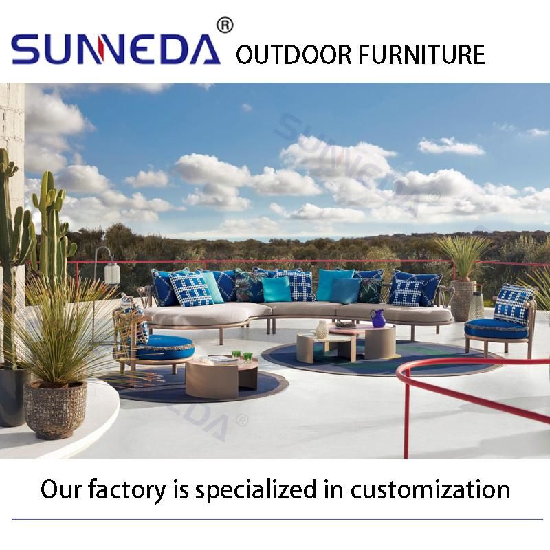 Crescent Comfortable Hotel Patio Outdoor Sofa with Acrylic Cushion