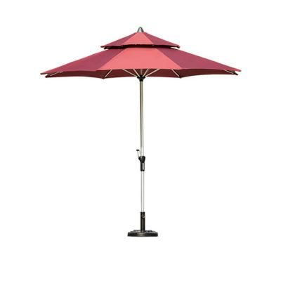 Aluminum Outdoor Umberlla Parasol Classic with Flaps Sunflower Canvas