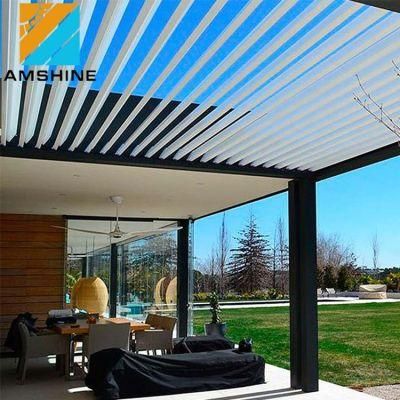 Outdoor Aluminum Rainproof Louver Blade Pergola with Side Blind