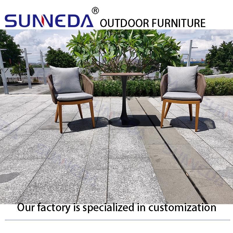 Outdoor Aluminium Garden Furniture Fashion Balcony Hotel Woven Rattan Chair Table Set