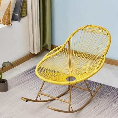 Low Price Factory Wholesale Recliner Wicker Balcony Rocking Chair Wicker Chair Outdoor Leisure Chair Happy Adult Household Single