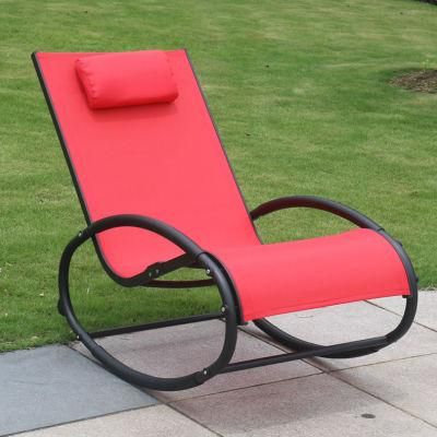 Garden Pool Metal Aluminum Rocking Sun Lounger with Small Pillow