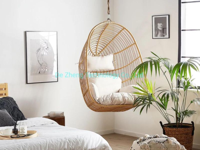 Modern Bird Nest Shape Patio Swing Hanging Chair PE Rattan Indoor Swing