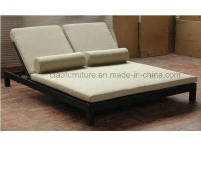 Foshan Rattan Garden Furniture Pool Double Sun Lounge