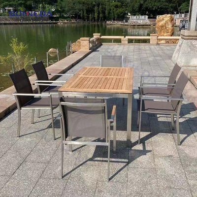 Modern Stainless Steel Outdoor Patio Conversation Diningtables and Chairs Garden Furniture