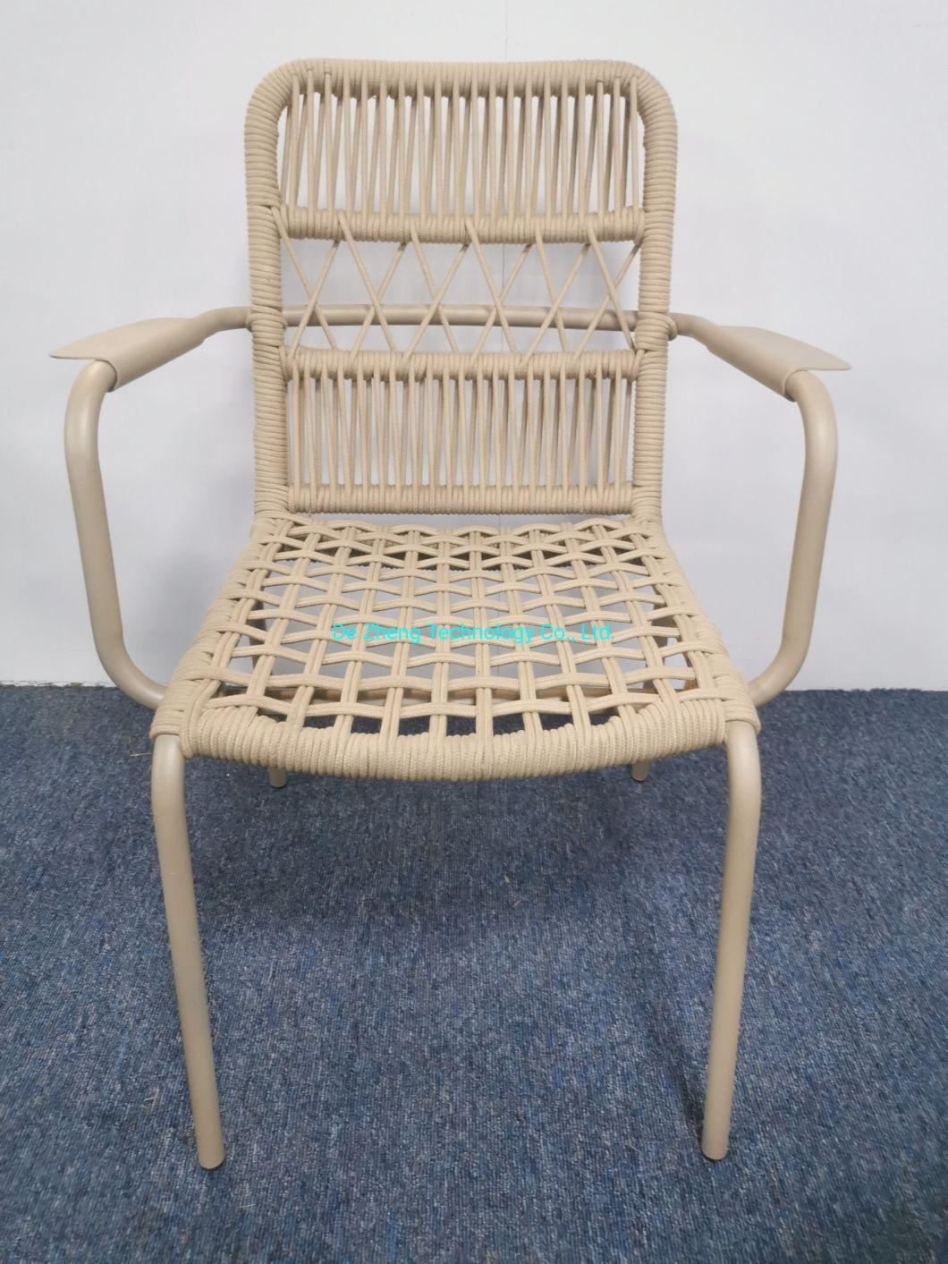China Wholesale Aluminum French Rope Dining Chair Garden Rope Chair Antique Coffee Restaurant Chair Outdoor Dining Chair