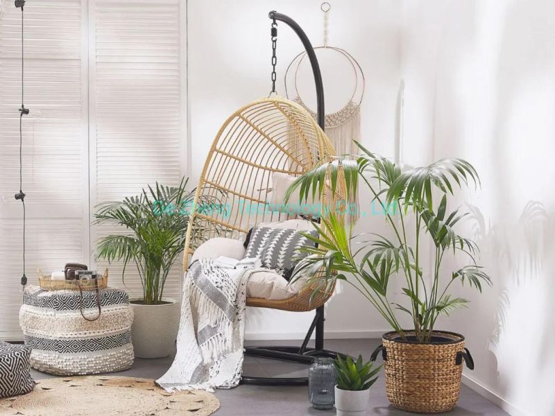 Modern Bird Nest Shape Patio Swing Hanging Chair PE Rattan Indoor Swing