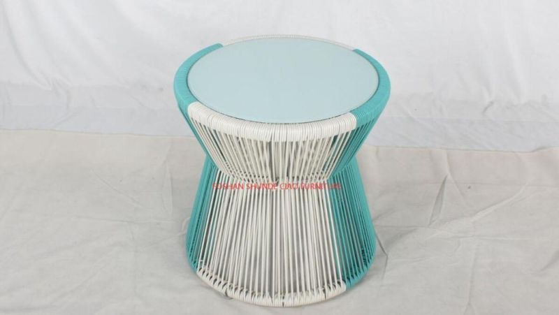 Garden Use Round Rattan Table Outdoor Furniture with Temperred Glass Insert
