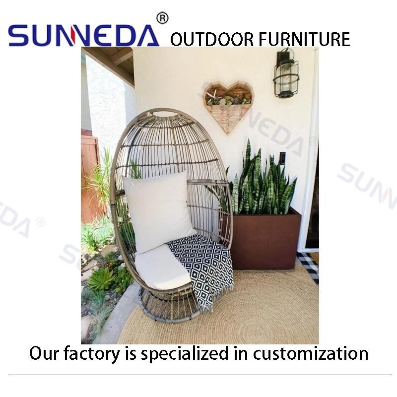 Modern Outdoor Comfortable Patio Simple Chair Brown with Waterproof Cushion