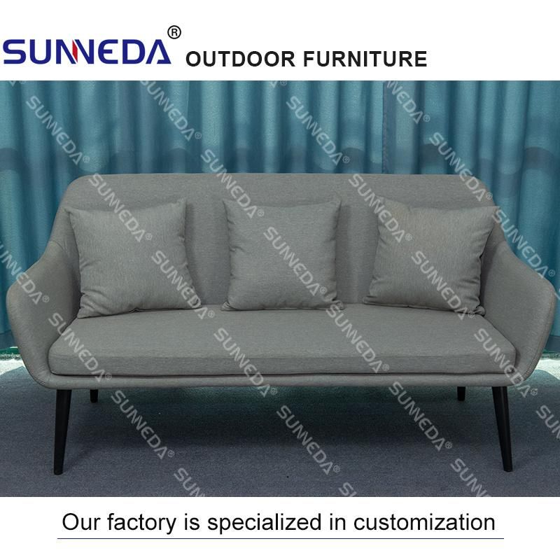 Outdoor Furniture Aluminum Leisure Villa Garden Hotel Backyard Blue Sofa with Cushion Table