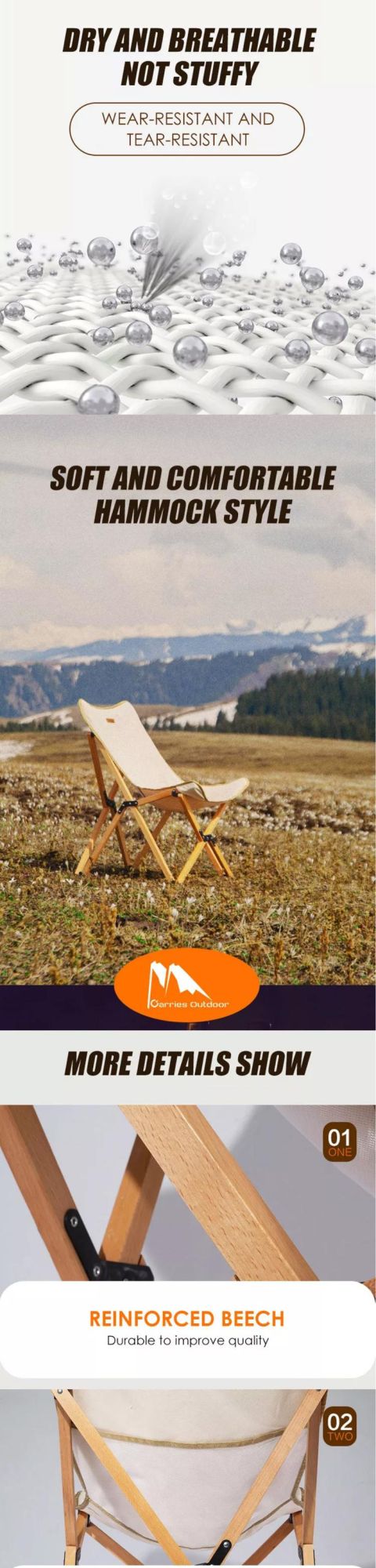 Wholesale Factory Price Portable Folding Wood Canvas Folding Chair