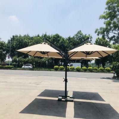 Outdoor Super Luxury Isolation UV Four Top Aluminum Middle Pole Hydraulic Umbrella