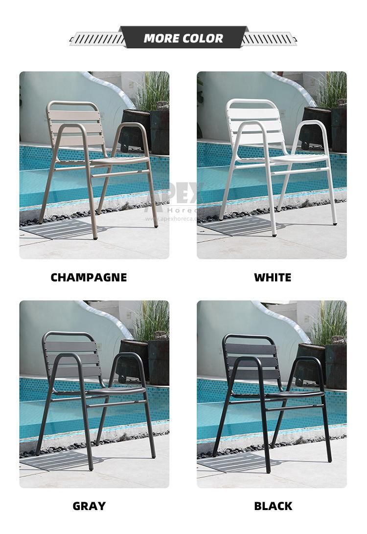 Aluminum Metal Stackable Dining Outdoor Restaurant Cafe Waterproof Silla Chair