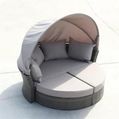 New Modern Customized Foshan Garden Day Beds Outdoor Sunbed Round Rattan Daybed