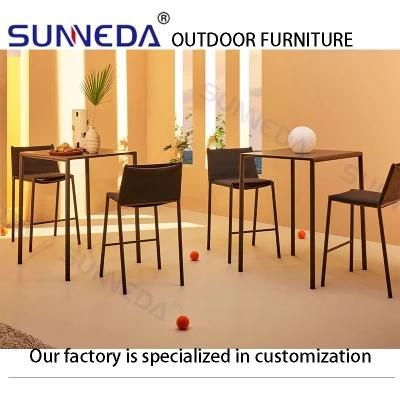 New Concept Stack Structure Garden Chairs and Table Metal Wooden