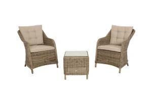 Outdoor Garden Rattan Wicker Furniture 3PCS Chat Set Chair Table